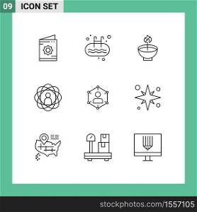 Modern Set of 9 Outlines and symbols such as abilities, lamp, sport, festival, deepavali Editable Vector Design Elements