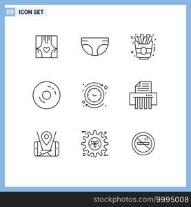 Modern Set of 9 Outlines and symbols such as backward, food, diaper, donuts, bagels Editable Vector Design Elements