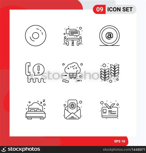 Modern Set of 9 Outlines and symbols such as buy, communication, address, center, call Editable Vector Design Elements