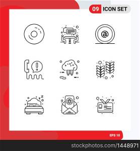 Modern Set of 9 Outlines and symbols such as buy, communication, address, center, call Editable Vector Design Elements