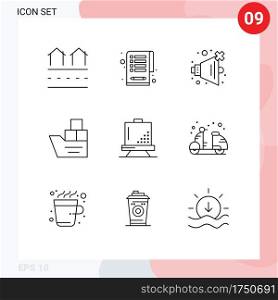 Modern Set of 9 Outlines and symbols such as coding, ship, no, transportation, good Editable Vector Design Elements