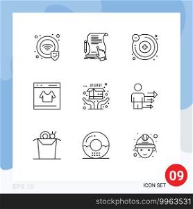 Modern Set of 9 Outlines and symbols such as delivery, shop, application, online, card Editable Vector Design Elements