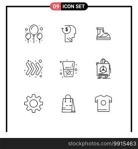 Modern Set of 9 Outlines and symbols such as diet, right, business, arrow, track Editable Vector Design Elements