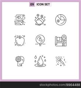 Modern Set of 9 Outlines and symbols such as food, autumn, sales, apple, graph Editable Vector Design Elements