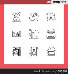 Modern Set of 9 Outlines and symbols such as packaging, cart, design, box, up Editable Vector Design Elements