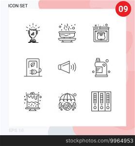 Modern Set of 9 Outlines and symbols such as stations, charging, food, car, service Editable Vector Design Elements