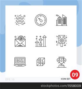 Modern Set of 9 Outlines Pictograph of career, arrow, business, success, subscription Editable Vector Design Elements