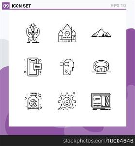Modern Set of 9 Outlines Pictograph of mobile, chat, landmark, sms, nature Editable Vector Design Elements
