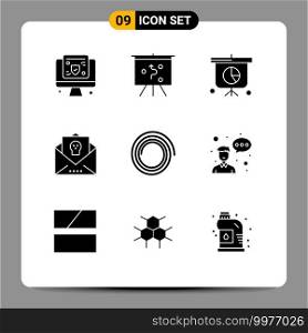 Modern Set of 9 Solid Glyphs and symbols such as avatar, shape, graph, horror, halloween Editable Vector Design Elements
