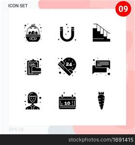 Modern Set of 9 Solid Glyphs and symbols such as file, clipboard, magnetic, archive, home Editable Vector Design Elements