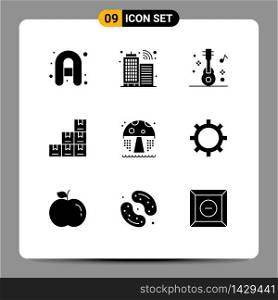 Modern Set of 9 Solid Glyphs and symbols such as management, mushroom, music, park, logistic Editable Vector Design Elements