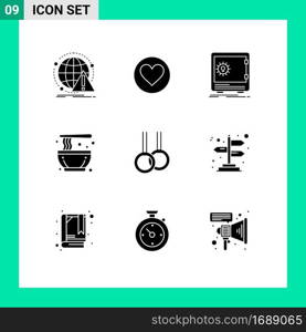 Modern Set of 9 Solid Glyphs and symbols such as traditional, culture, cack, chinese, safety Editable Vector Design Elements