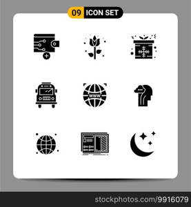 Modern Set of 9 Solid Glyphs and symbols such as web design, web, box, world, school Editable Vector Design Elements