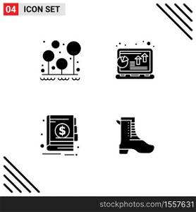 Modern Set of Solid Glyphs Pictograph of camping, profit, survival, chart, economy Editable Vector Design Elements