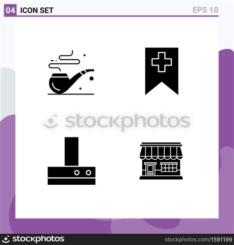 Modern Set of Solid Glyphs Pictograph of pipe, shop, tag, extractor, market Editable Vector Design Elements