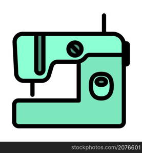 Modern Sewing Machine Icon. Editable Bold Outline With Color Fill Design. Vector Illustration.