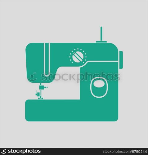 Modern sewing machine icon. Gray background with green. Vector illustration.
