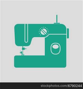 Modern sewing machine icon. Gray background with green. Vector illustration.