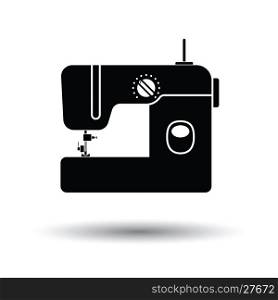 Modern sewing machine icon. White background with shadow design. Vector illustration.