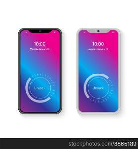 Modern Shiny Smartphone design set with black cases. Modern Smartphone design