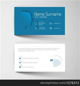 Modern simple blue business card template with flat user interface