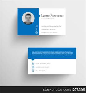 Modern simple blue business card template with flat user interface