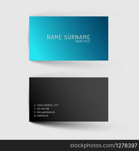 Modern simple blue minimalistic dark business card template