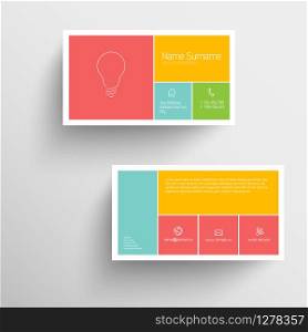 Modern simple business card template with flat mobile user interface