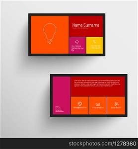Modern simple business card template with flat mobile user interface