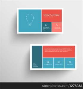 Modern simple business card template with flat mobile user interface (red and blue)