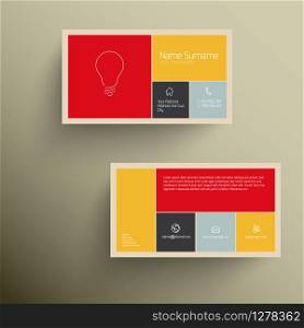 Modern simple business card template with flat mobile user interface (retro colors)