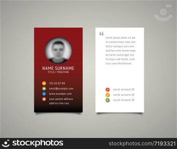 Modern simple dark business card template with flat user interface