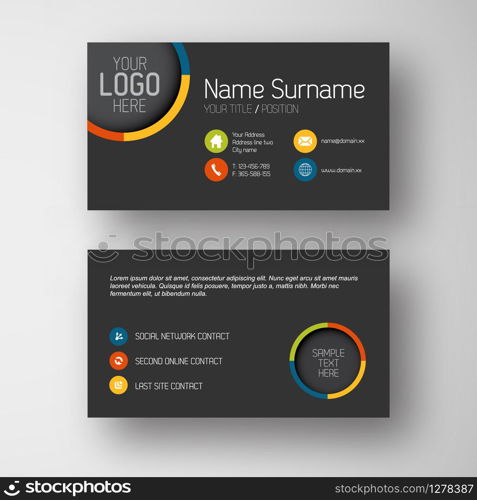 Modern simple dark business card template with some placeholder