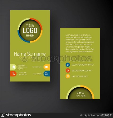 Modern simple green vertical business card template with some placeholder