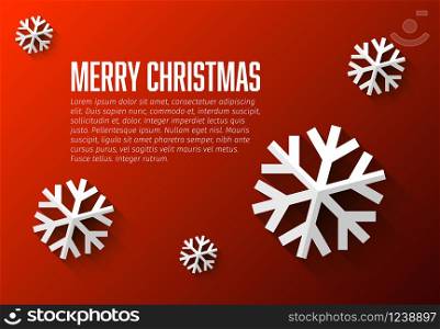 Modern simple minimalistic christmas card template with flat design snow flakes