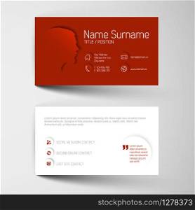 Modern simple red business card template with flat user interface