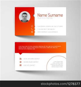 Modern simple white and red business card template with flat user interface