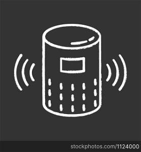 Modern smart speaker chalk icon. Voice command device idea. Virtual assistant. Wireless digital gadget. Portable music dynamic. Innovative technology. Isolated vector chalkboard illustration