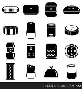 Modern smart speaker icons set. Simple set of modern smart speaker vector icons for web design on white background. Modern smart speaker icons set, simple style