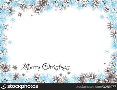 Modern snow white christmas background with flakes border