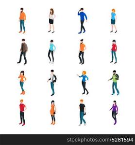 Modern Society Template. Modern society template with different colorful male and female characters isolated vector illustration