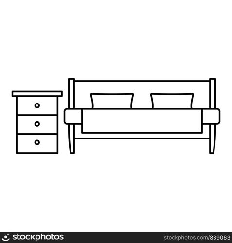 Modern sofa icon. Outline illustration of modern sofa vector icon for web design isolated on white background. Modern sofa icon, outline style