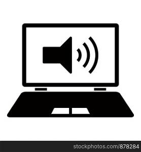 Modern sound laptop icon. Simple illustration of modern sound laptop vector icon for web design isolated on white background. Modern sound laptop icon, simple style