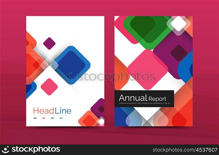 Modern square business annual report cover template. Modern square business annual report cover template. Vector brochure background