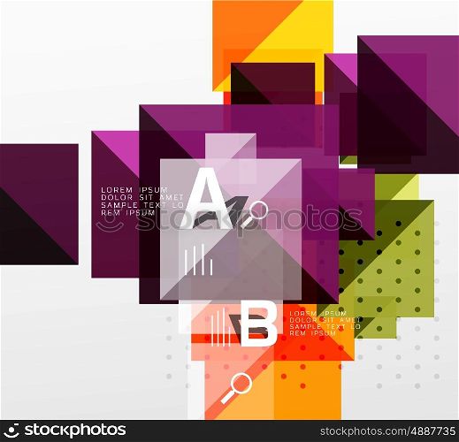 Modern square composition, abstract banner. Vector template background for workflow layout, diagram, number options or web design