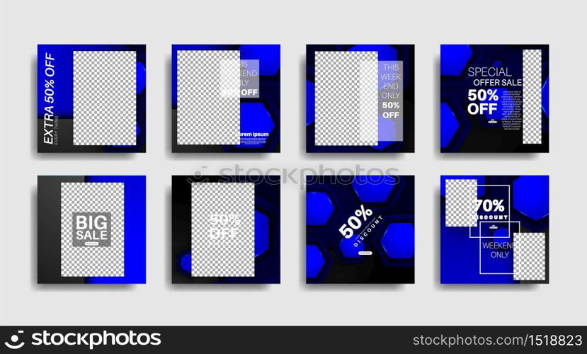 Modern square edited promotional banners for social media posts. vector design illustration