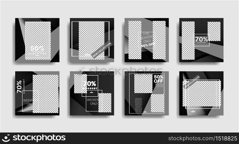 Modern square edited promotional banners for social media posts. vector design illustration