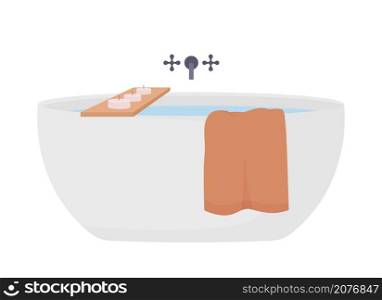 Modern style bathtub semi flat color vector item. Realistic object on white. Trendy tub. Washroom furniture isolated modern cartoon style illustration for graphic design and animation. Modern style bathtub semi flat color vector item