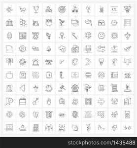Modern Style Set of 100 line Pictograph Grid based church, goal, cocktail, arrow, birthday Vector Illustration