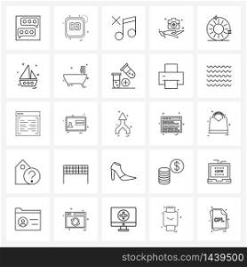 Modern Style Set of 25 line Pictograph Grid based cosmetic, beauty, cross, first aid box design, medical Vector Illustration